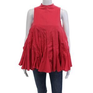 Rhode Resort Women Boho Sleeveless Tunic Red Cotton Mock Neck Size XS